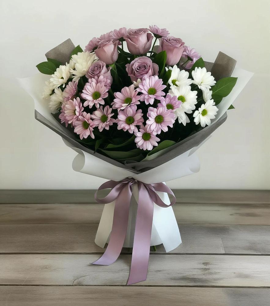 Букет цветов из: Хризантемы и Розы в Жигалово