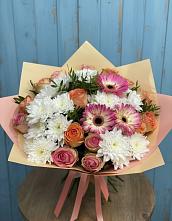 Букет цветов из:  Розы, Герберы и Хризантемы #REPLACE_PRED# Жигалово