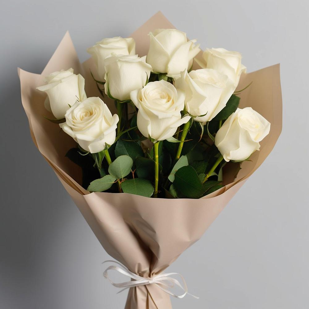 Букет 9 Белых роз Эдлесс Лав в Жигалово