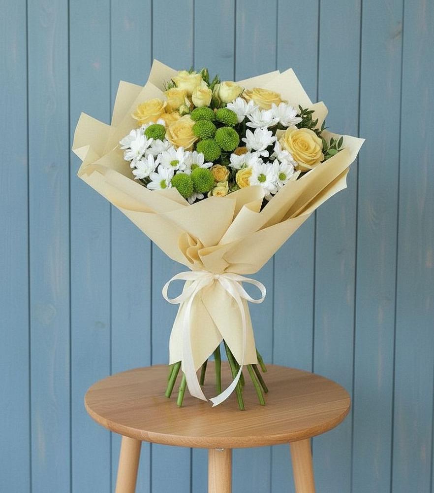 Букет цветов из: Хризантемы и Розы в Жигалово