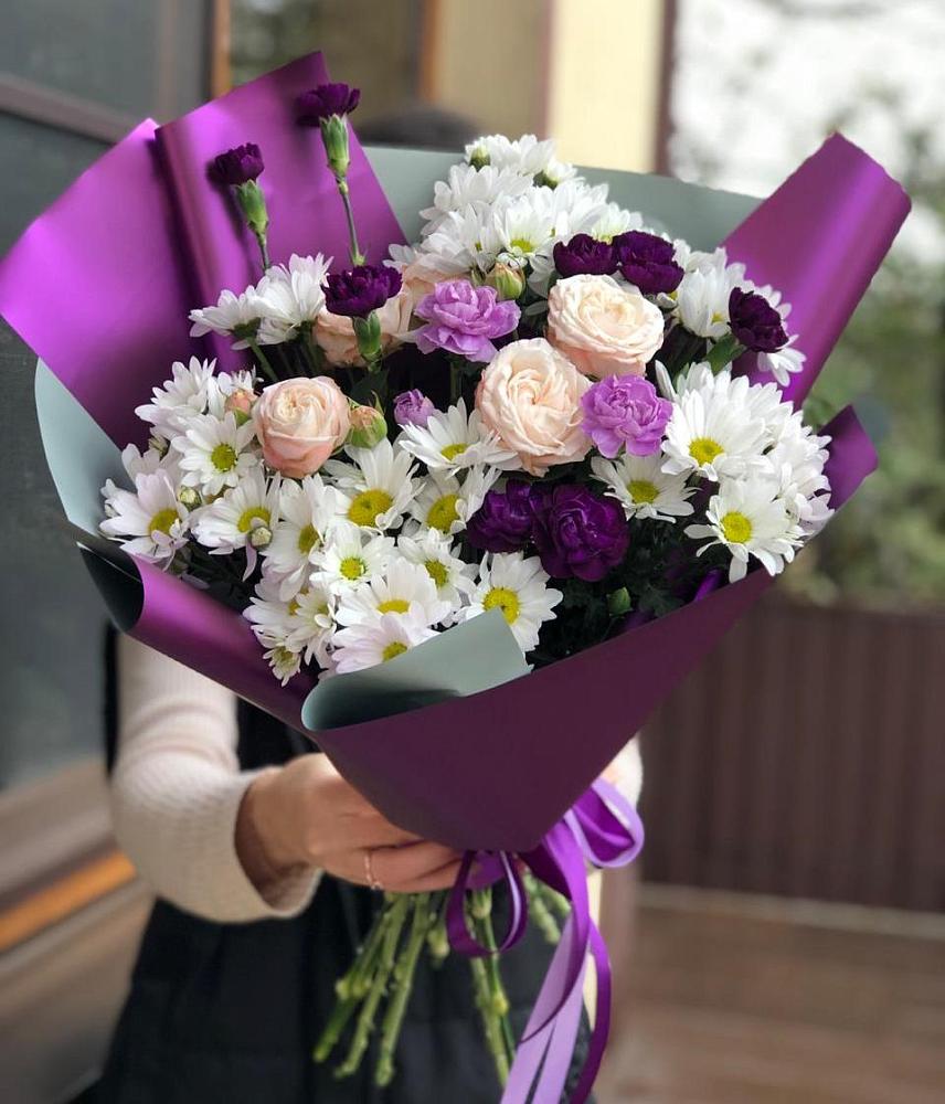 Букет цветов из: Хризантемы, Гвоздики и Розы в Жигалово