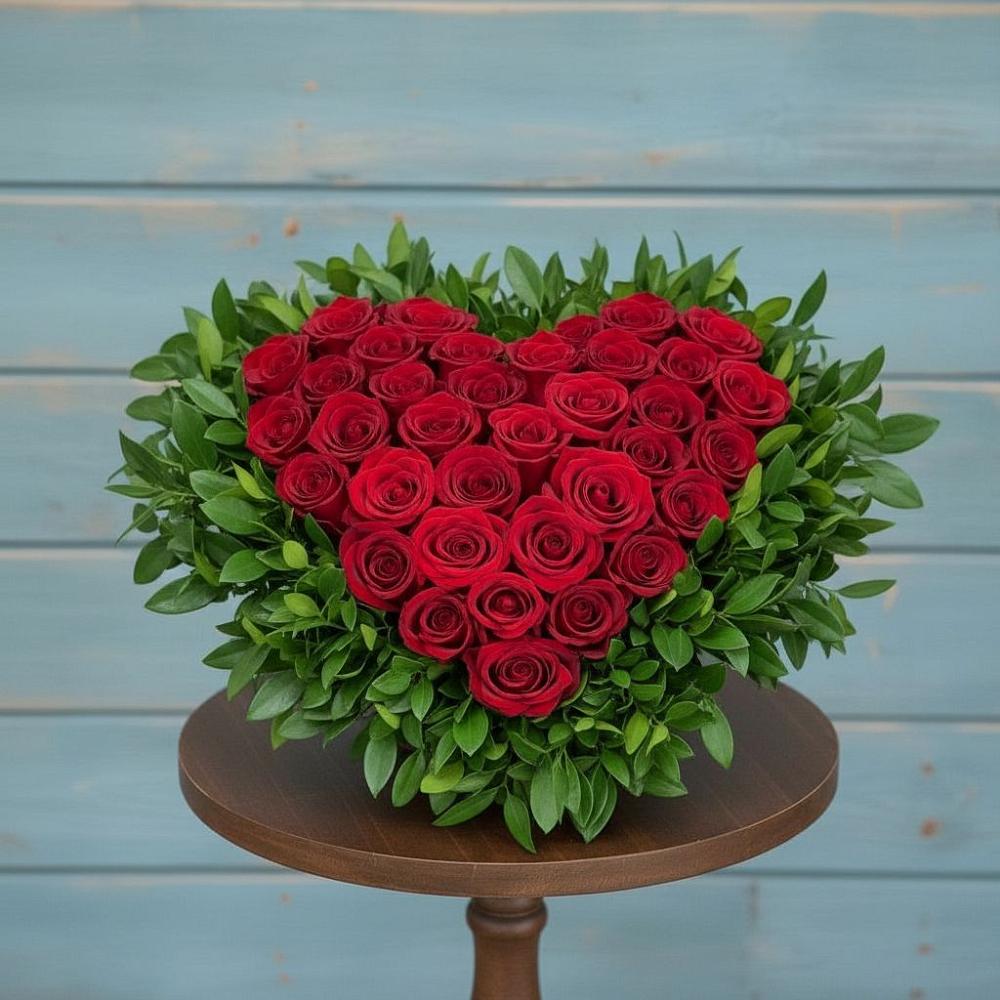 Цветочная композиция из Розы в виде сердца в Жигалово