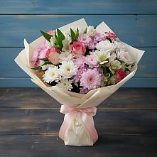 Букет цветов из:  Хризантемы, Альстромерии и Розы в Жигалово