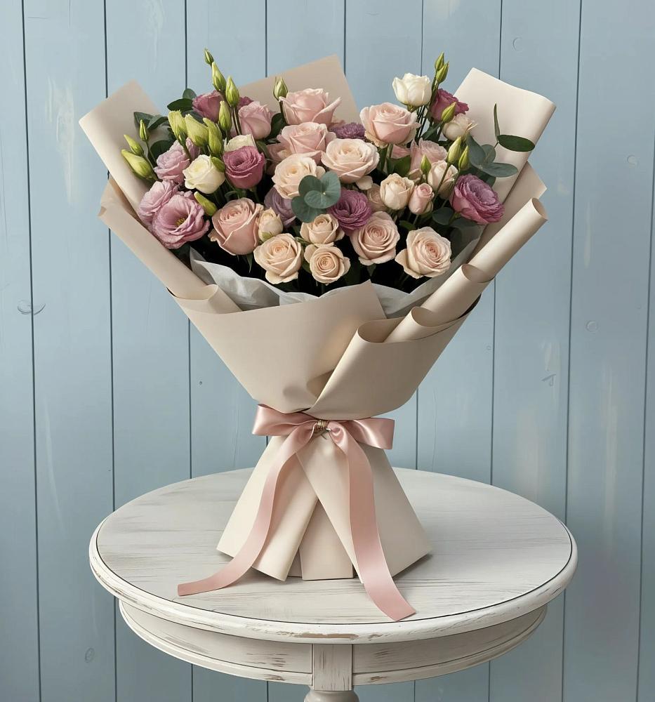 Букет цветов из: Розы и Лизиантусы в Жигалово