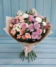 Букет цветов из:  Хризантемы, Розы и Альстромерии #REPLACE_PRED# Жигалово