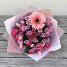 Букет цветов из:  Розы, Герберы и Хризантемы #REPLACE_PRED# Жигалово