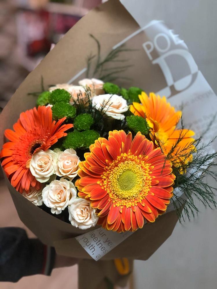 Букет цветов из: Герберы, Хризантемы и Розы в Жигалово