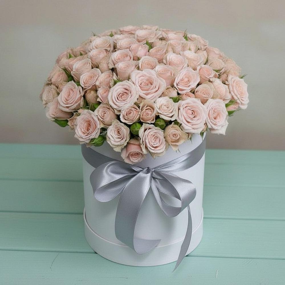 Цветочная композиция из Розы в шляпной коробке в Жигалово